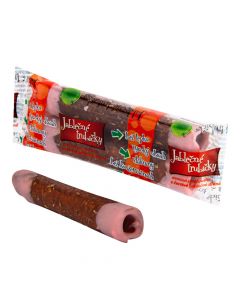 Trubičky jablečné s jahodovým jogurtem 24 g   B. PRODUKT